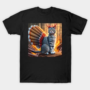 turkey devil cat of Thanksgiving T-Shirt